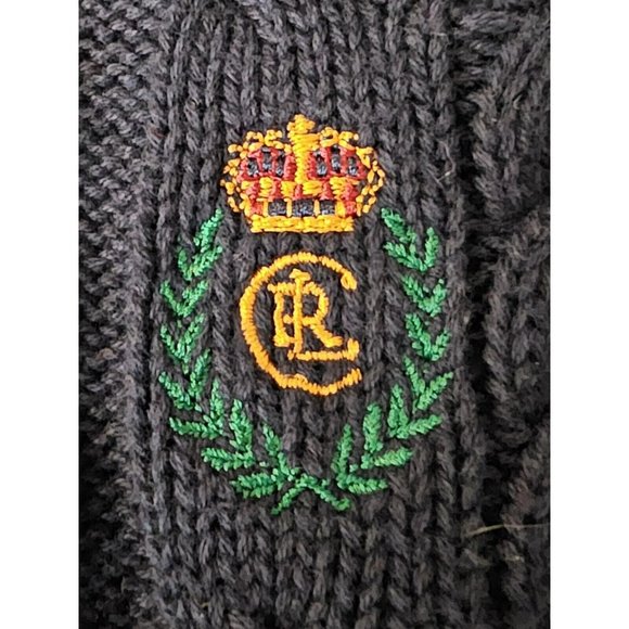 Chaps Ralph Lauren Vintage Chunky Cable Knit Sweater Men's 2XL Blue 90s Crown‎ - Picture 5 of 9